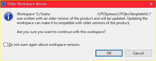 Older Workspace Version Warning