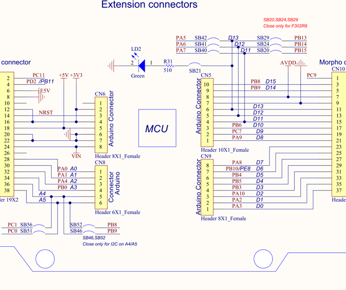 NUCLEO64 Boardのコネクタ回路図