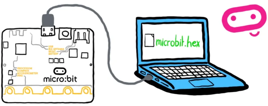 micro:bit は、入力、出力、センサー、無線通信機能が搭載済み学習ボード（出典：micro bitサイト）