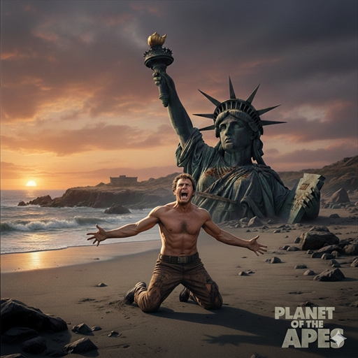 Gemini生成「猿の惑星」最後シーン