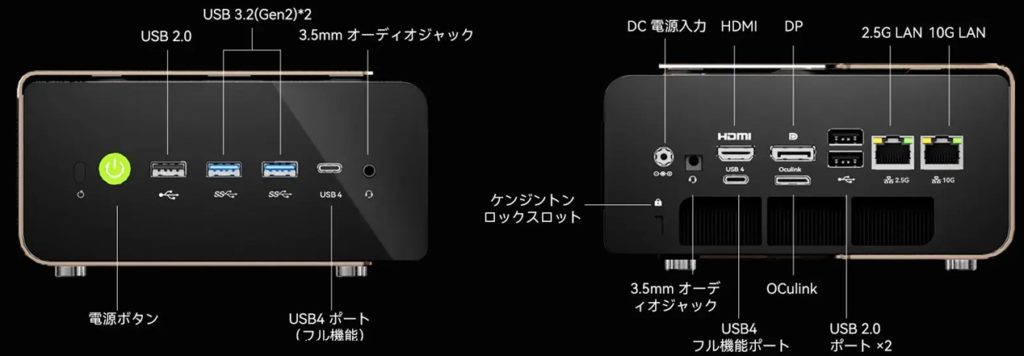 Intel EVO-T2インタフェース（出典：GMKtec）