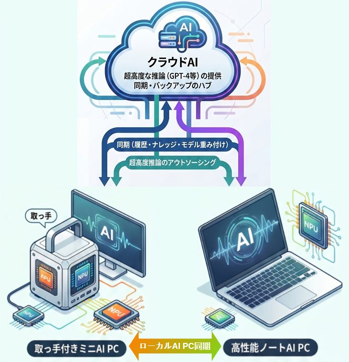 AI PC ローカル・クラウドハイブリッド運用イメージ