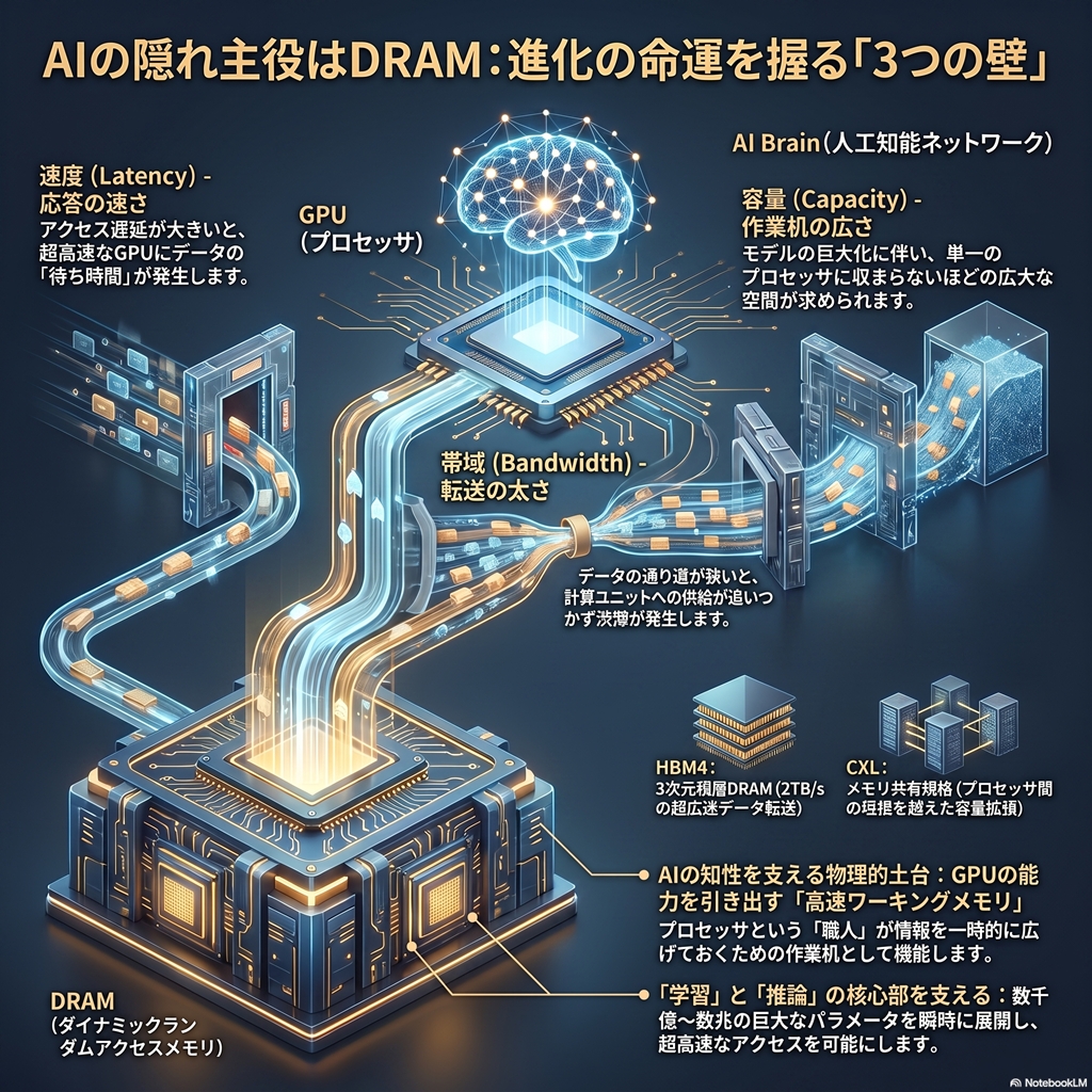 AI進化を支えるDRAMの3つの壁と新技術